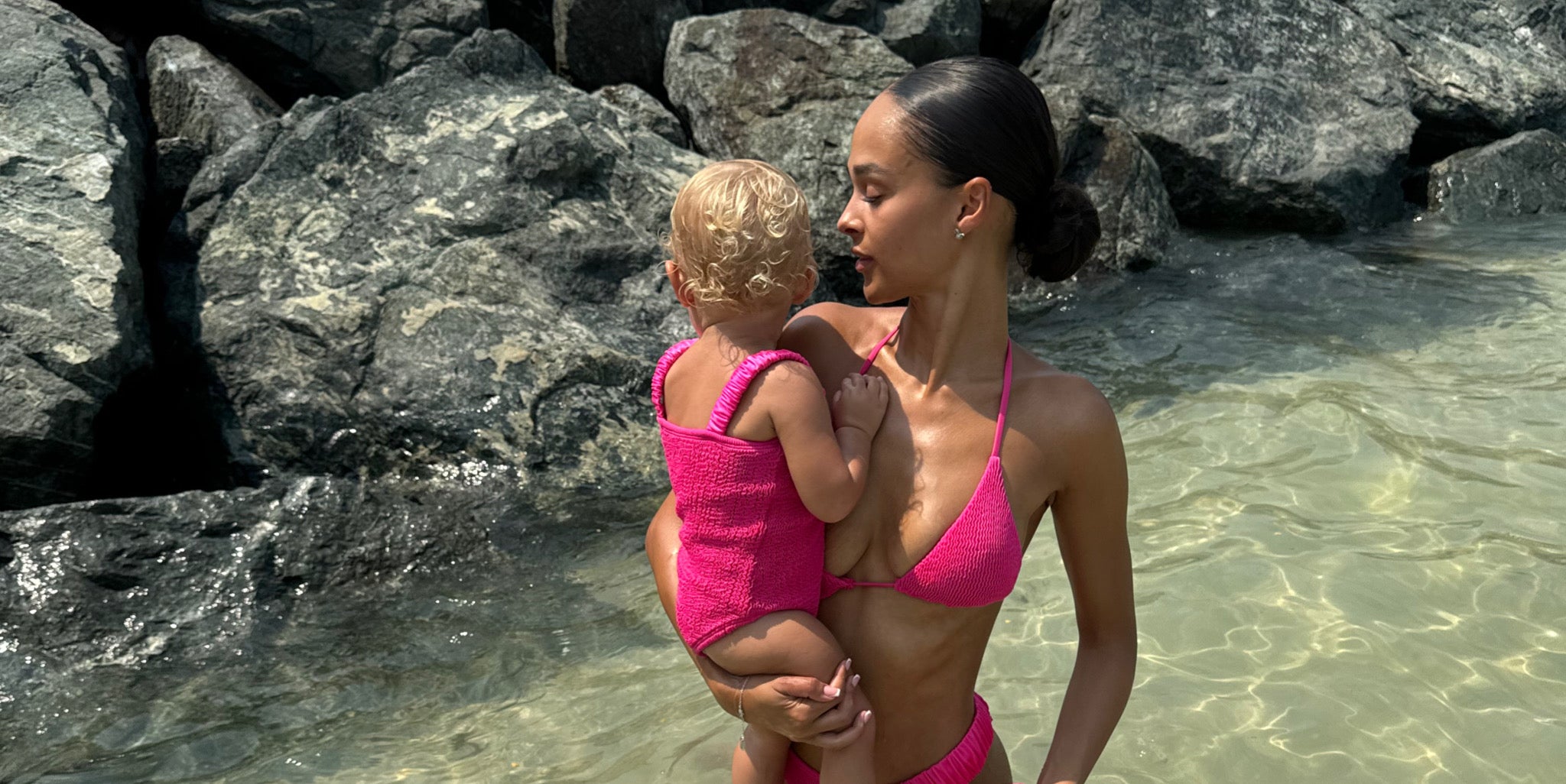 Matching Mum and Baby Swimwear - Vogue Bikini and Crinkle kids swimsuit