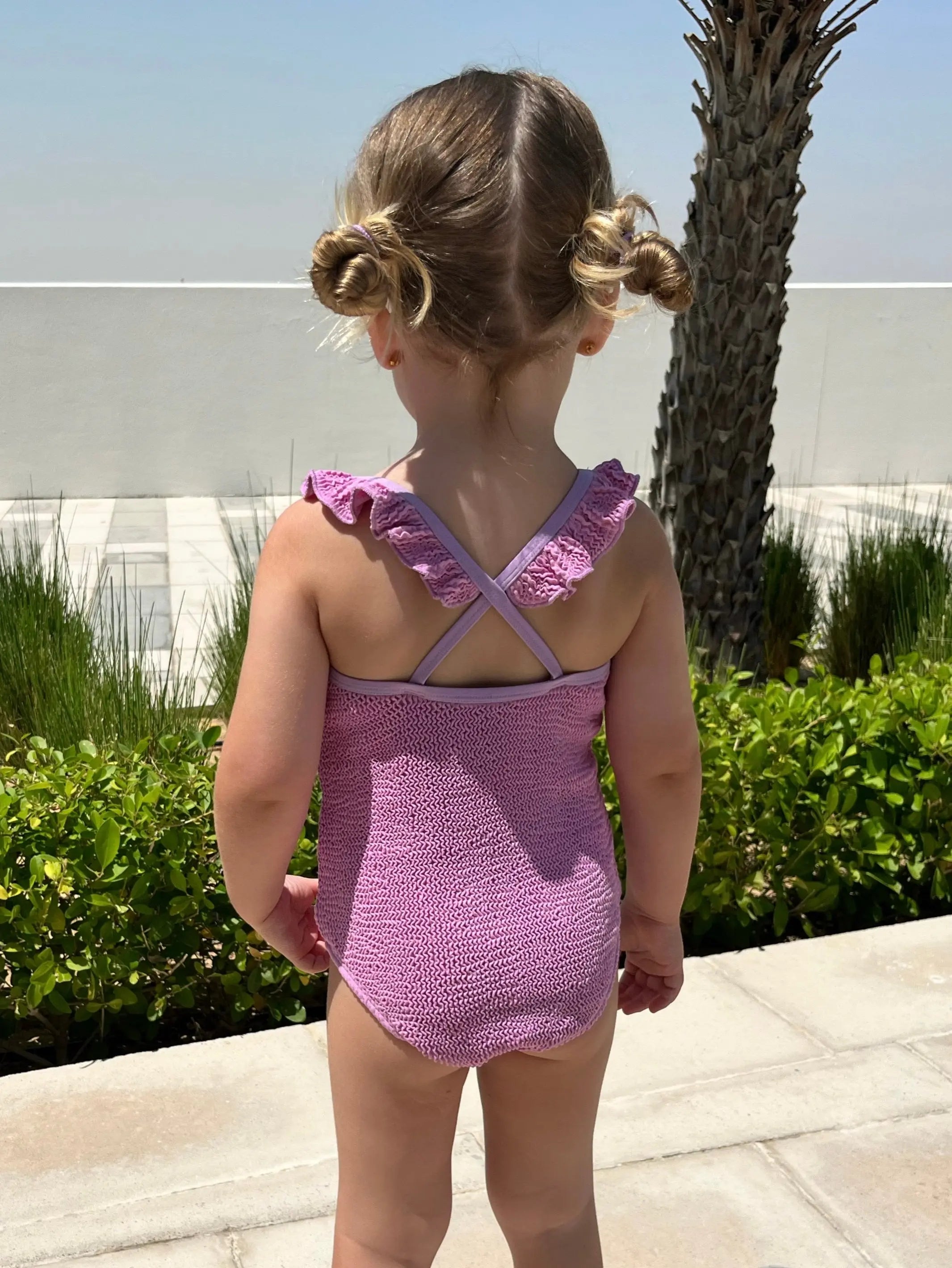 Aura Crinkle Kids Swimsuit - Purple