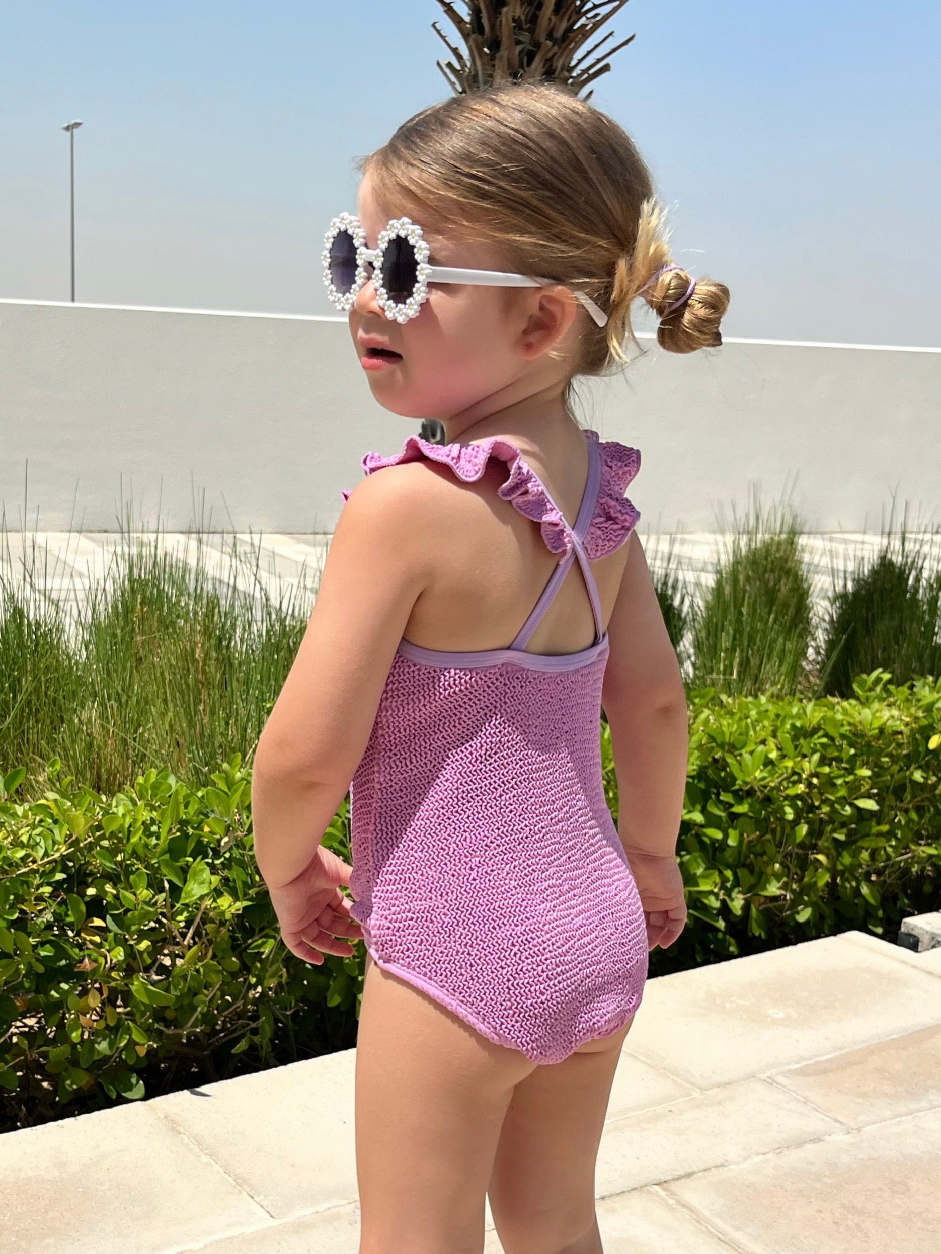Aura Crinkle Kids Swimsuit - Purple