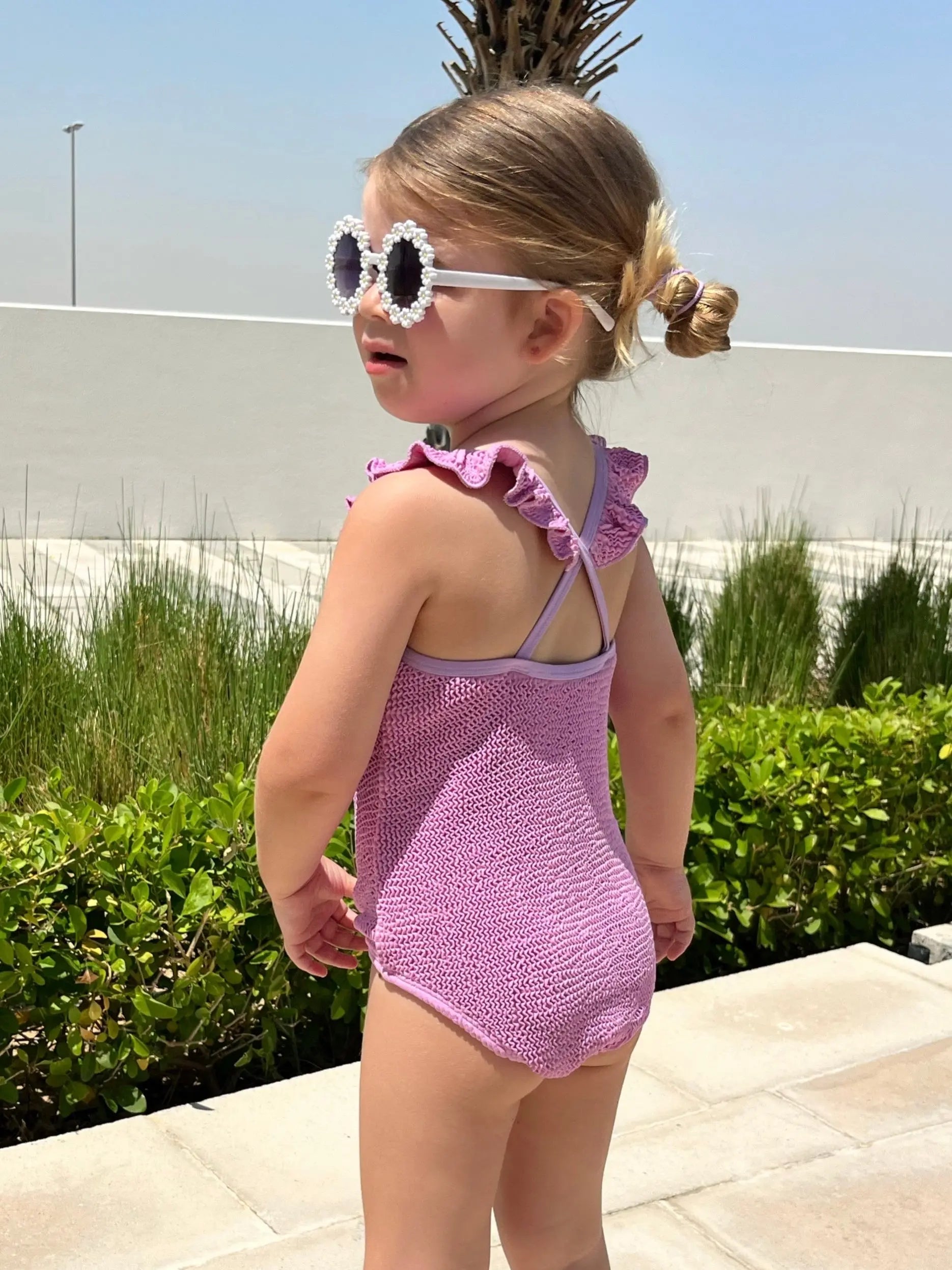 Aura Crinkle Kids Swimsuit - Purple