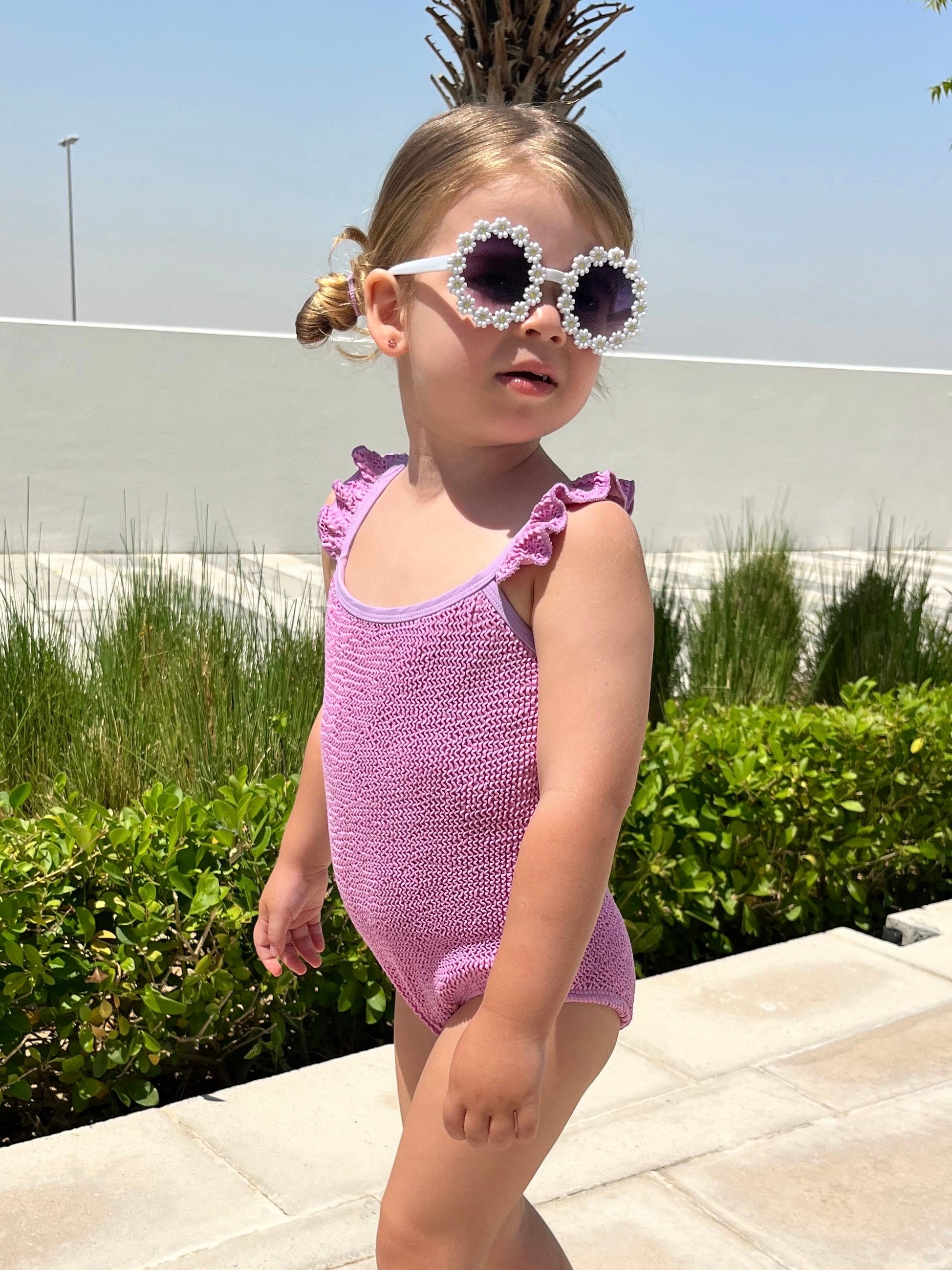 Aura Crinkle Kids Swimsuit - Purple