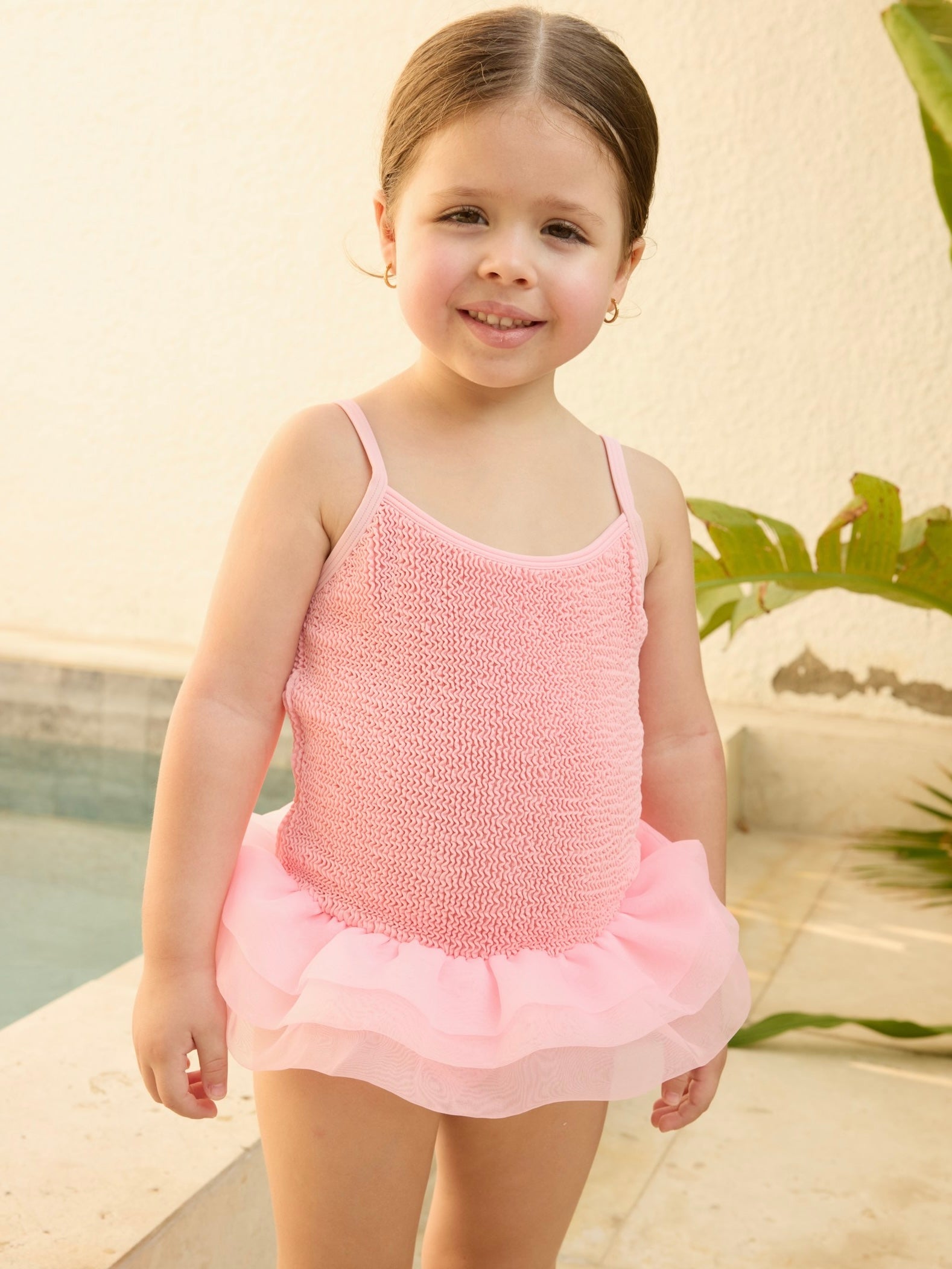 Tulla Kids Swimsuit with 3-tier tutu, premium crinkle fabric, fully lined, with adjustable straps