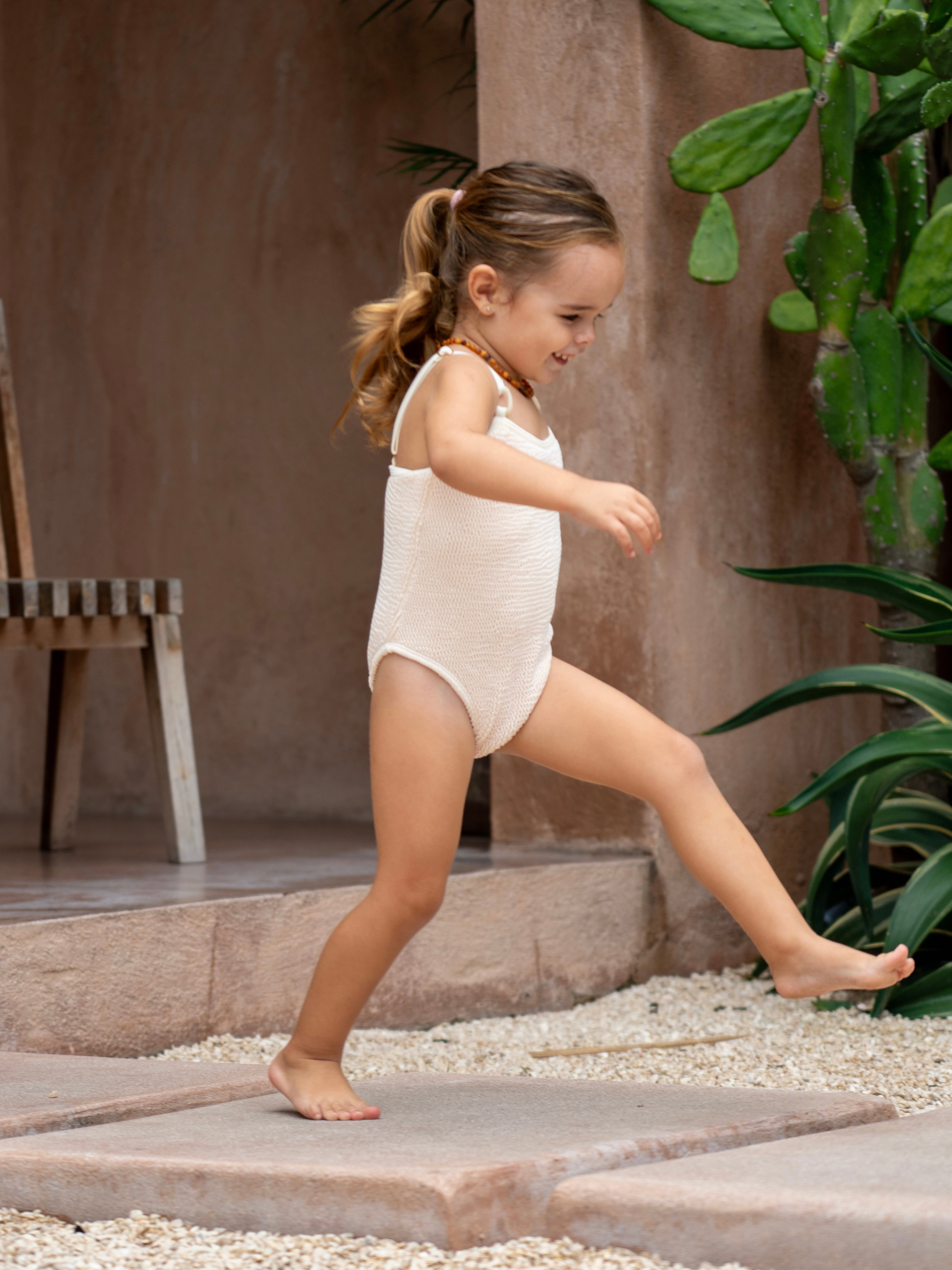 Kids Coco crinkle swimsuit - Sand