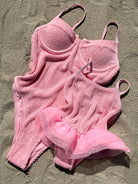 Tulla Crinkle Swimsuits in blush for adult and Kids 