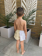 Signature Kids Block Swim Shorts - White & Sage - Match Me Swimwear