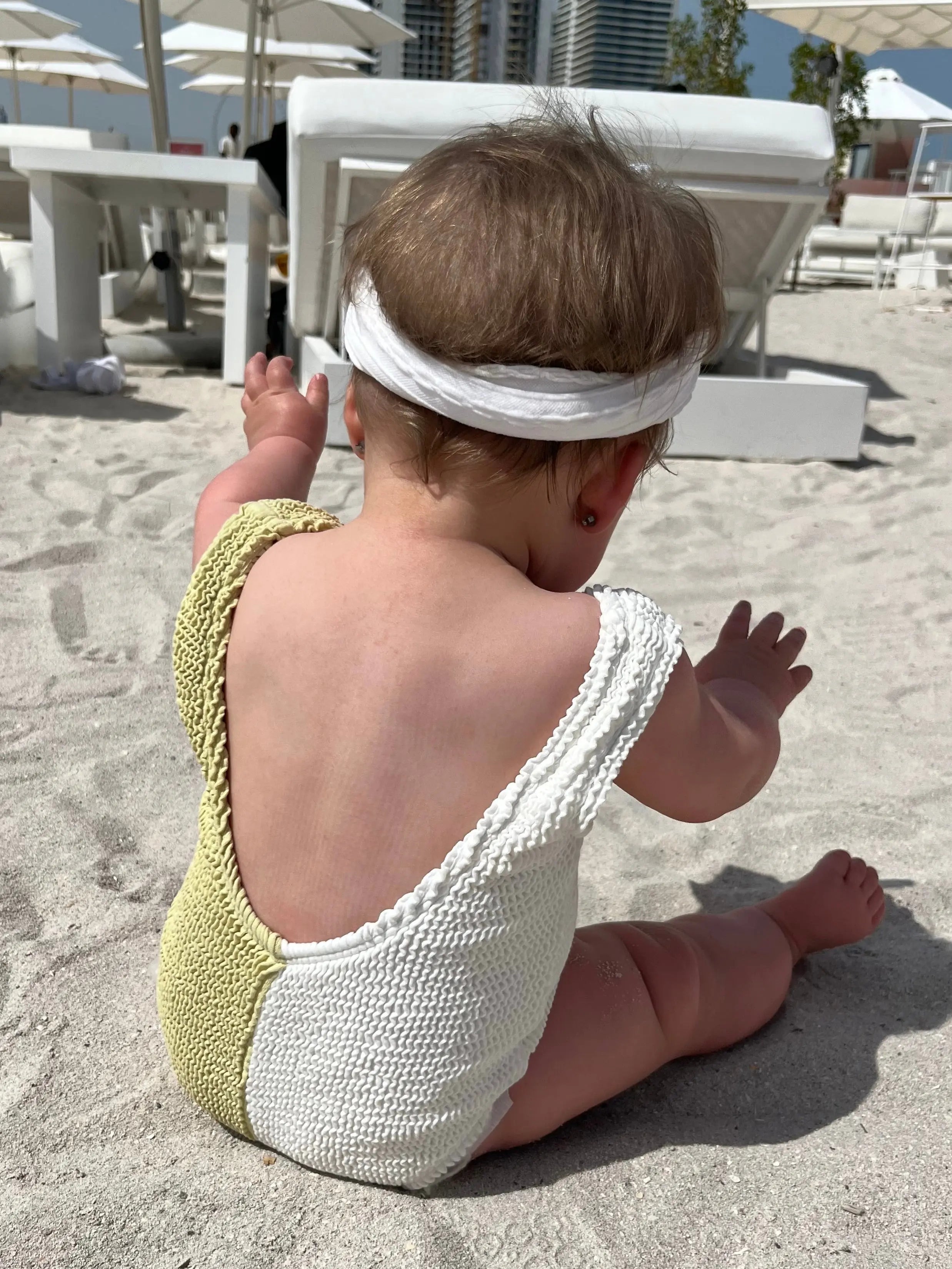 Signature Kids Block Swimsuit - White & Sage - Match Me Swimwear