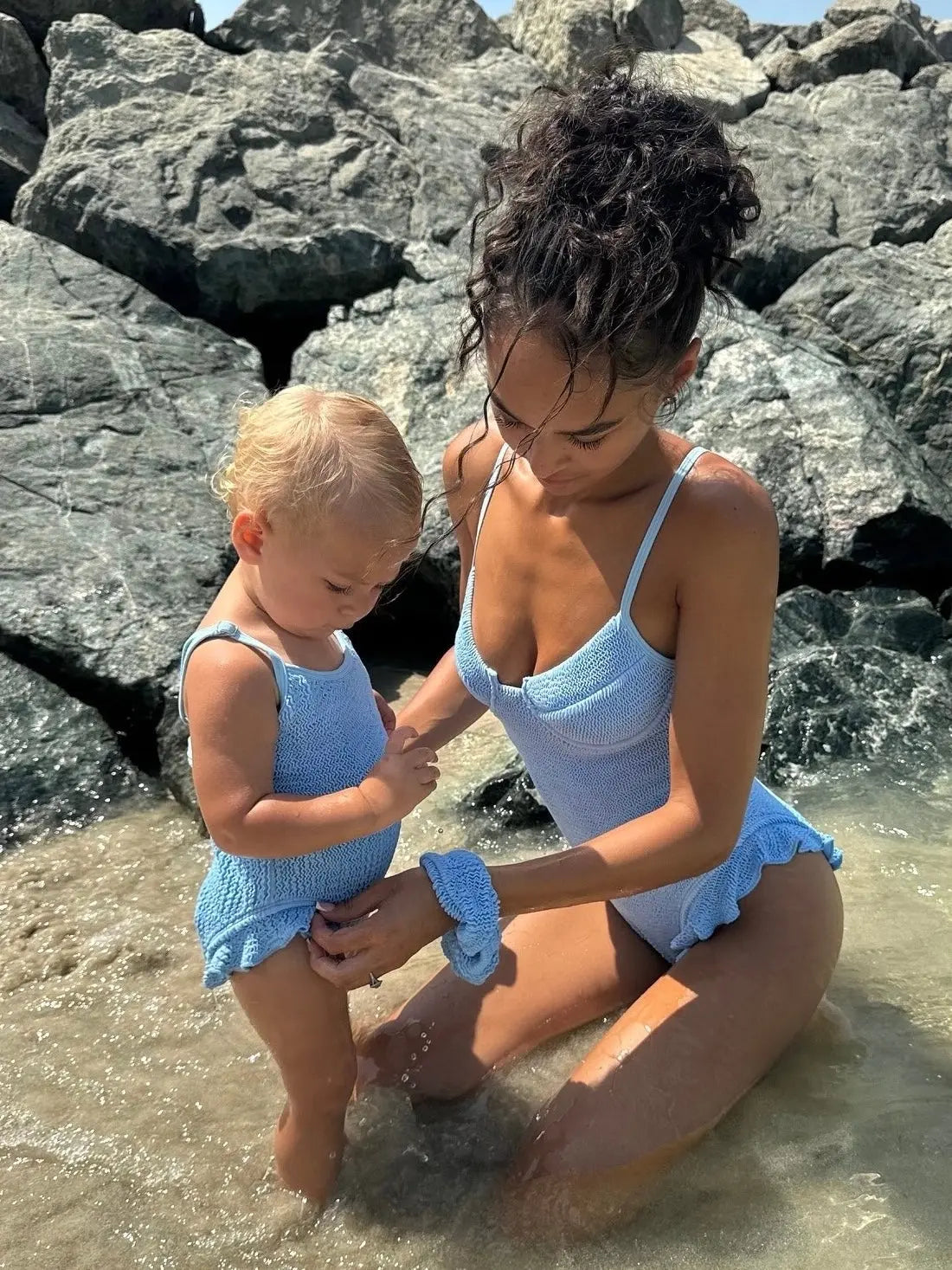 Utopia Crinkle Matching Swimsuits  - Blue
