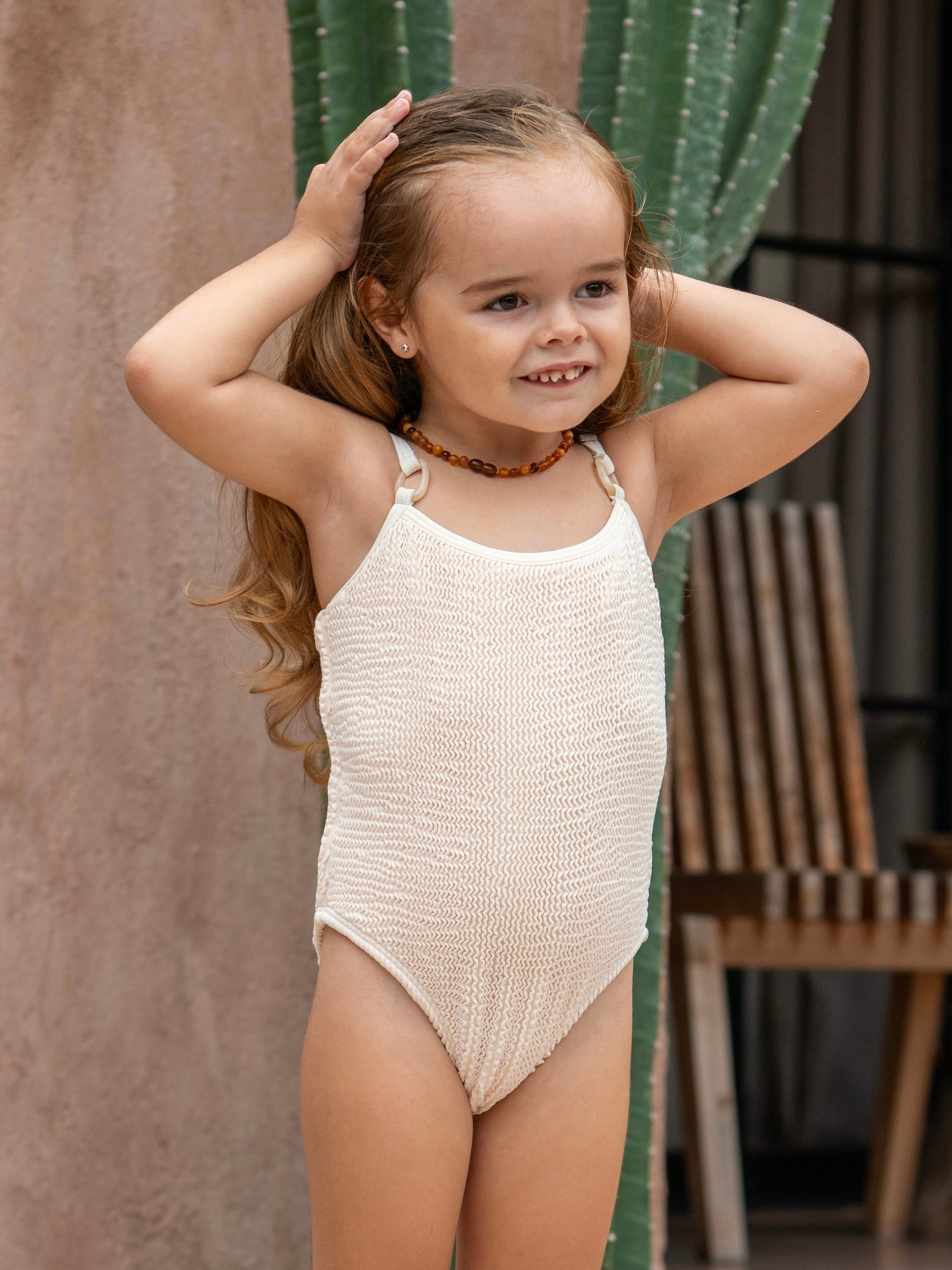 Kids Coco crinkle swimsuit - Sand