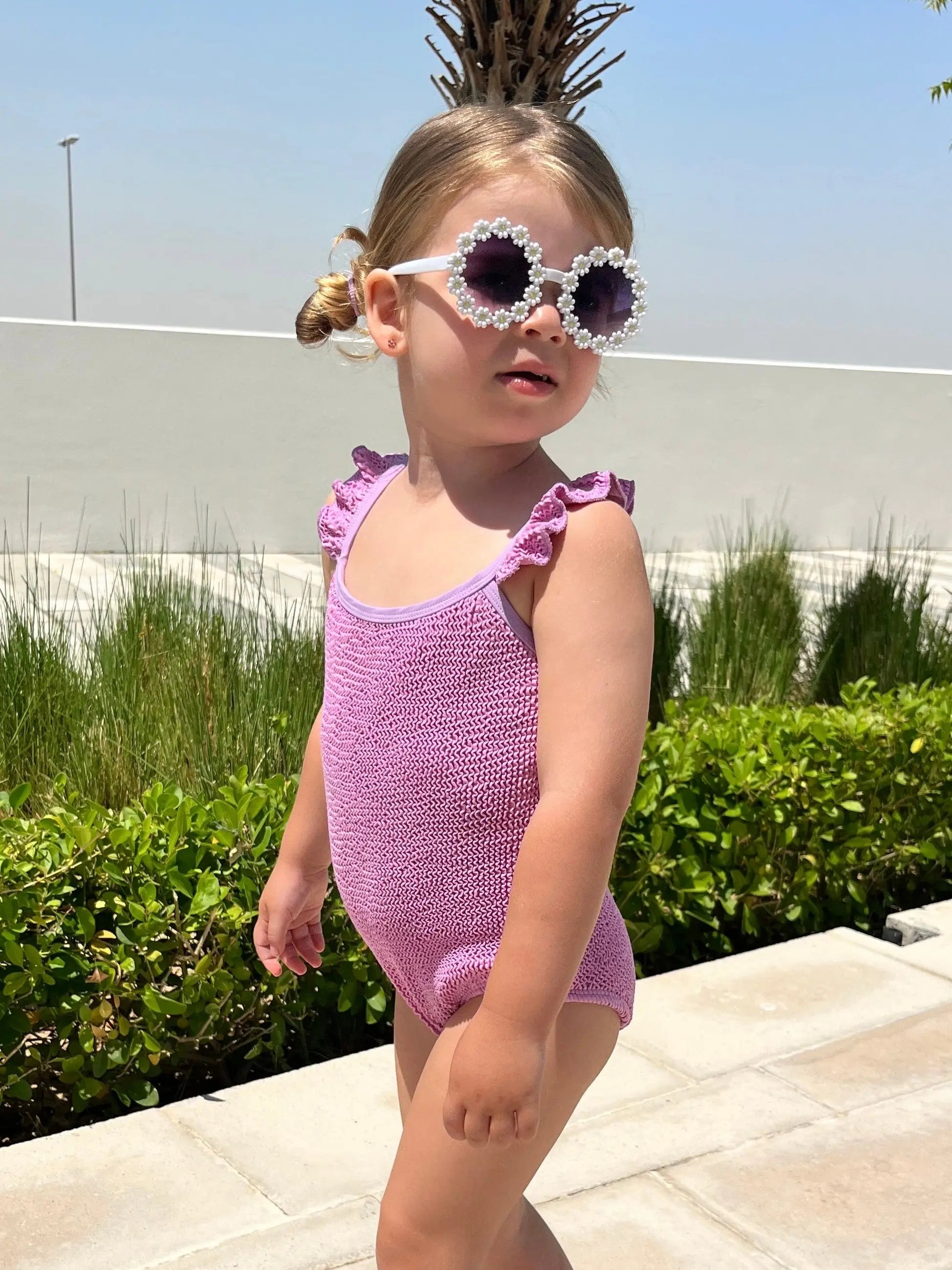 Aura Crinkle Kids Swimsuit - Purple